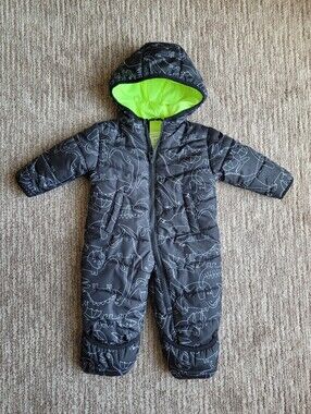 CARTER'S INFANT SNOWSUIT ONE PIECE FOLDOVER FEET DINO PRINT 6 - 9 MONTHS